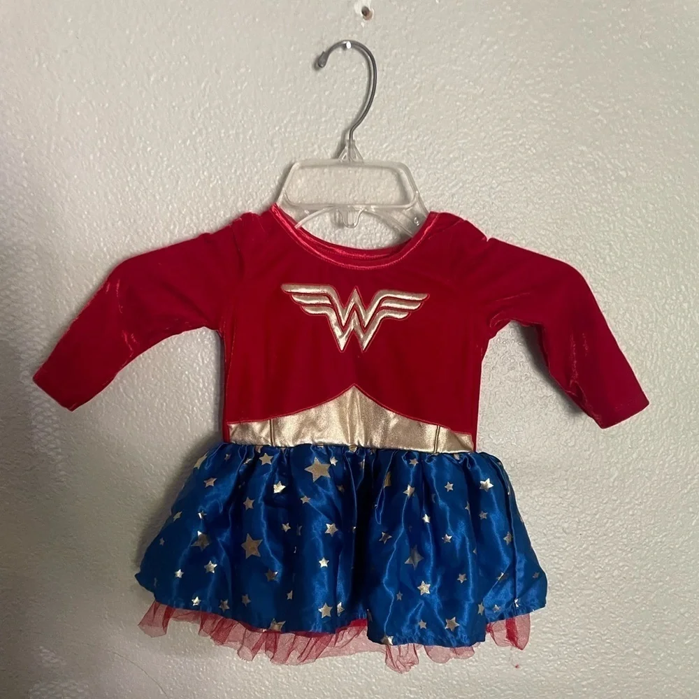 MARVEL “WONDER WOMAN” toddler super hero Halloween dress costume size 6-12M - Picture 3 of 10